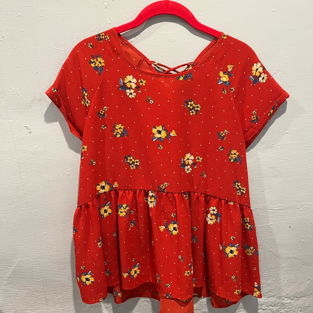 Tie back floral peplum